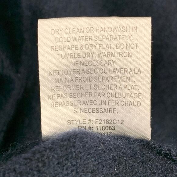 MINNIE ROSE Size M Navy Cashmere Fringe Crew Neck Pullover - Picture 6 of 6